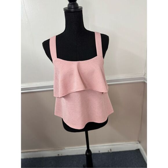 Madewell Pink Tiered Cross Back Tank Top Size Small - Picture 1 of 5